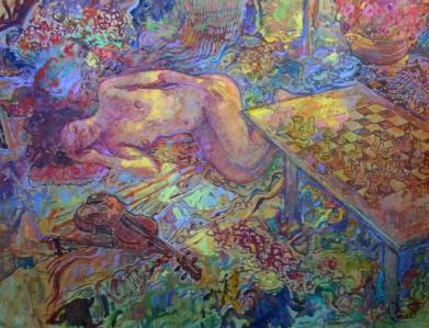 &quot;El ensueño&quot;, óleo s / t, 114 x 146 cm.